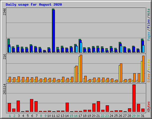 Daily usage for August 2020