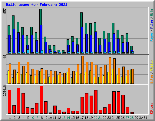 Daily usage for February 2021