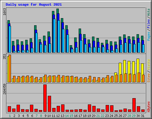 Daily usage for August 2021