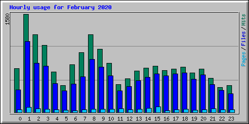 Hourly usage for February 2020